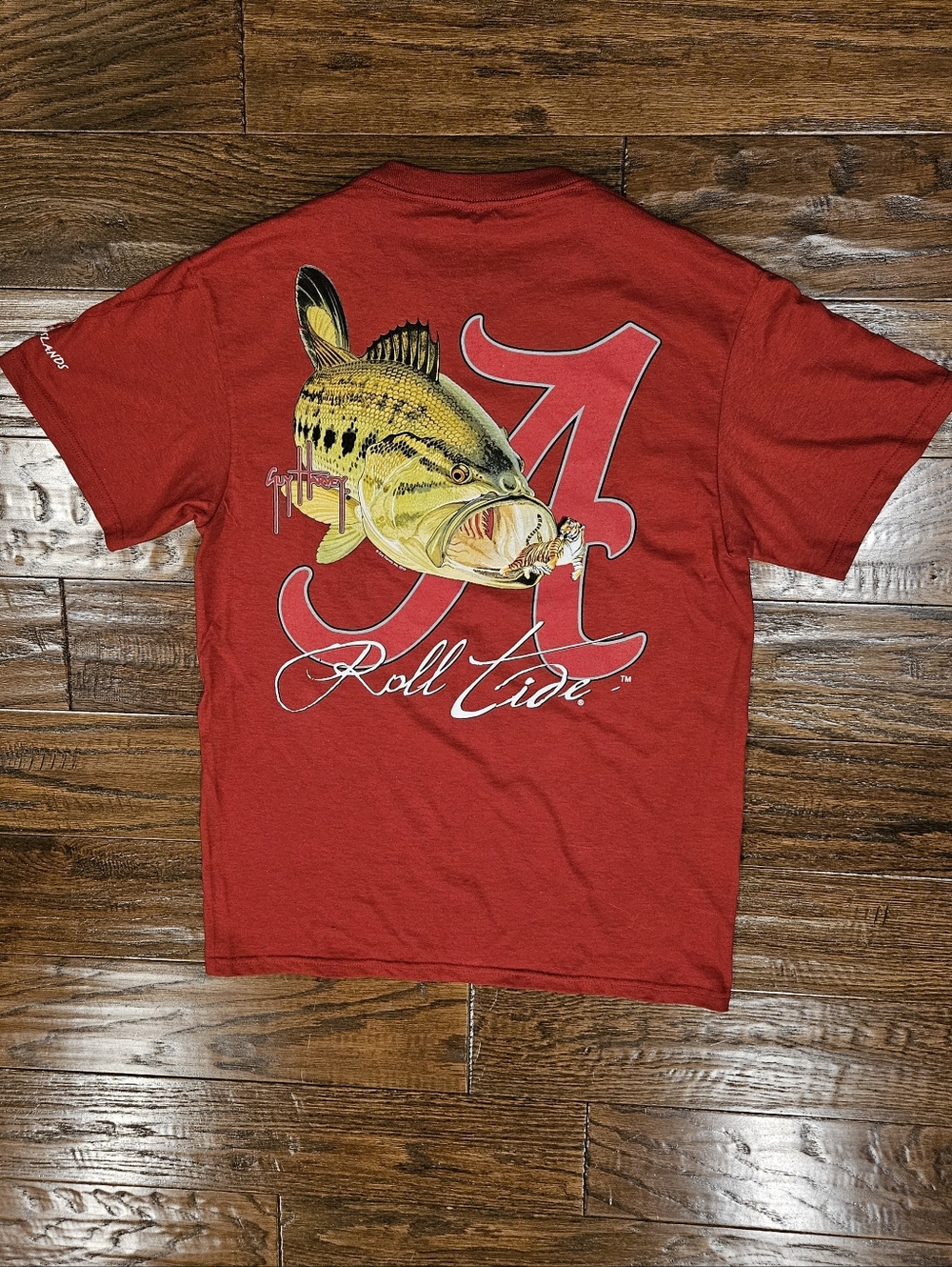 Guy Harvey University of Alabama Roll Tide Men's Back-Print Men's Tee, Red - Med